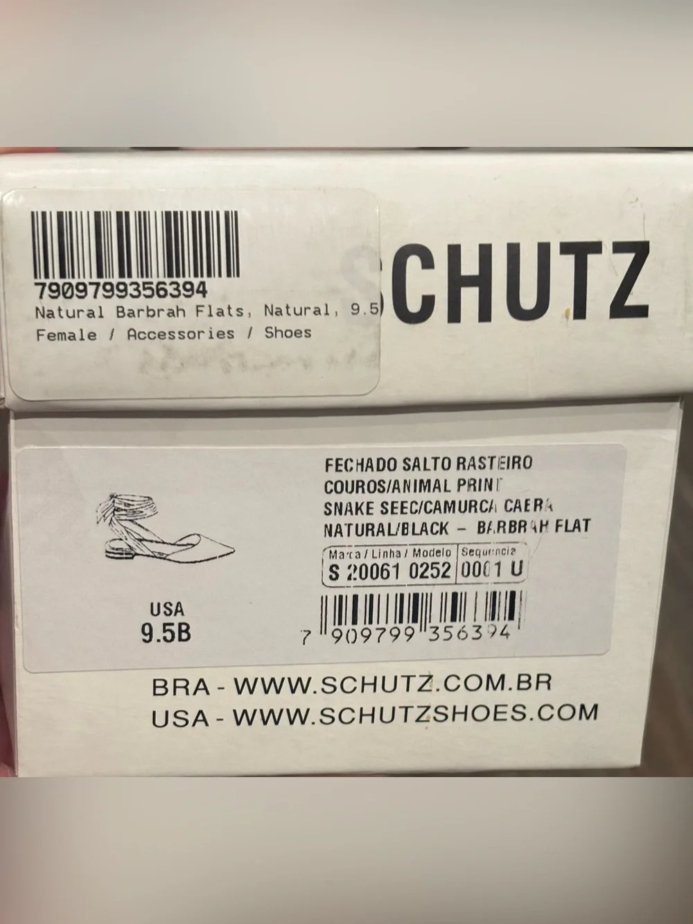 NIB Schutz Barbrah Snake Print Tie Ankle Ballet Flats Black Gray 9.5 Balletcore